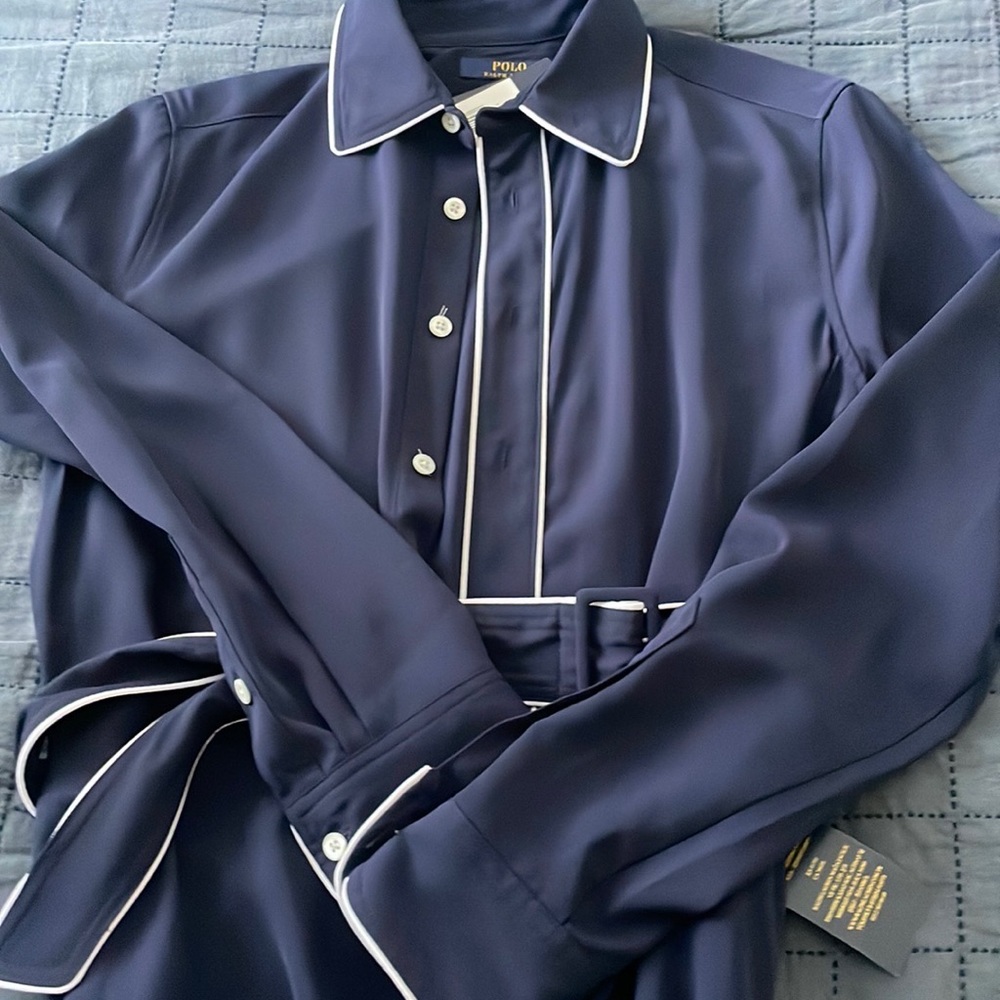 New with tags polo ralph Lauren navy midi dress